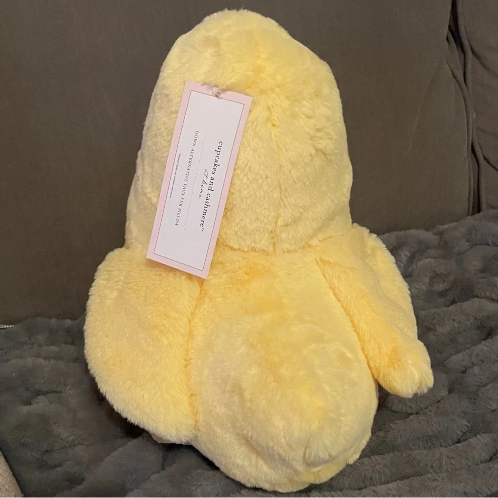 Cupcakes & Cashmere Easter Spring Chick Faux Fur Plush Pillow NWT